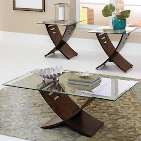 3 Pack Occasional Table Group with Glass Top